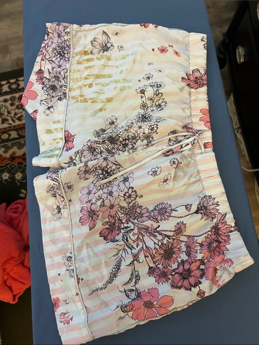 Victoria's Secret Pink Floral & Cream Striped Pajama Shorts Set